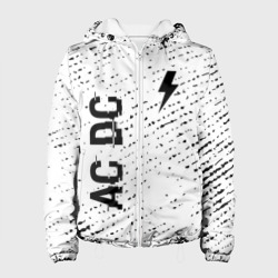 Женская куртка 3D AC DC glitch на светлом фоне: надпись, символ