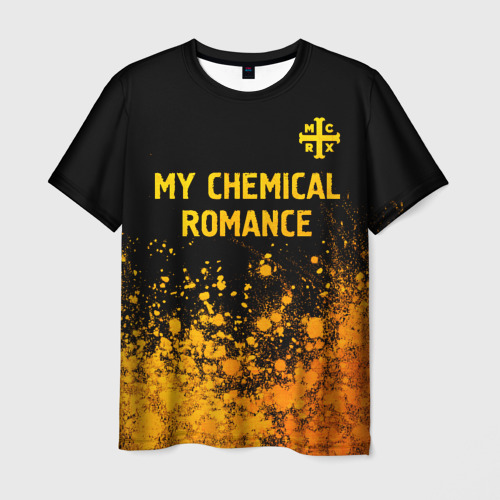 Мужская футболка 3D My Chemical Romance - gold gradient: символ сверху, цвет 3D печать