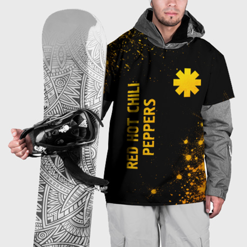 Накидка на куртку 3D Red Hot Chili Peppers - gold gradient: надпись, символ, цвет 3D печать