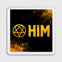 Магнит 55*55 HIM - gold gradient: надпись и символ