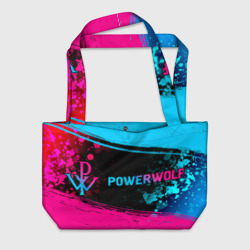 Пляжная сумка 3D Powerwolf - neon gradient: надпись и символ