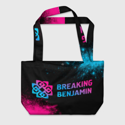 Пляжная сумка 3D Breaking Benjamin - neon gradient: надпись и символ