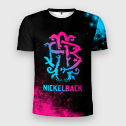 Мужская футболка 3D Slim Nickelback - neon gradient