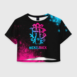 Женская футболка Crop-top 3D Nickelback - neon gradient