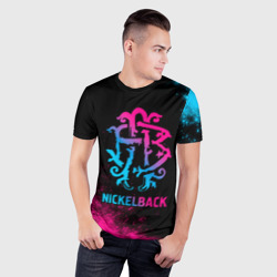 Мужская футболка 3D Slim Nickelback - neon gradient - фото 2