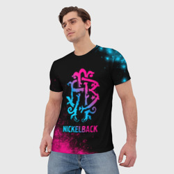 Мужская футболка 3D Nickelback - neon gradient - фото 2