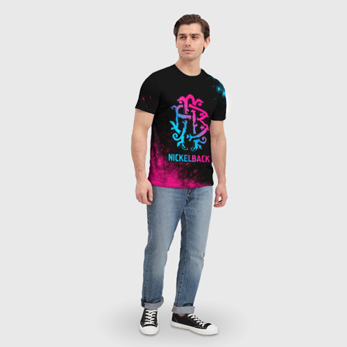 Мужская футболка 3D Nickelback - neon gradient, цвет 3D печать - фото 5