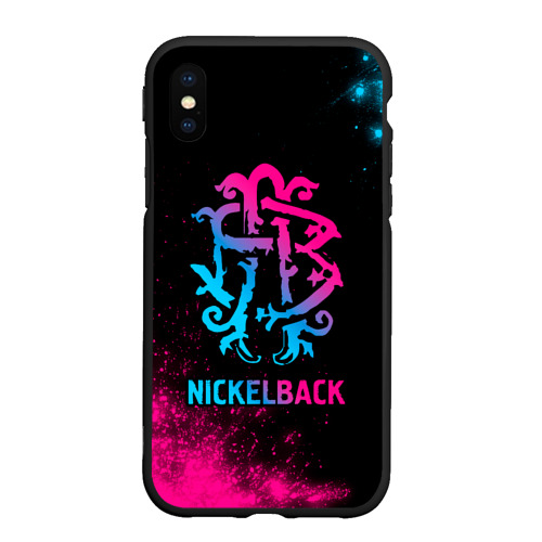 Чехол для iPhone XS Max матовый Nickelback - neon gradient