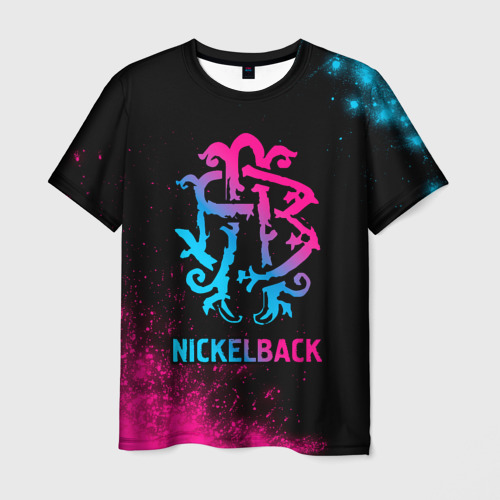 Мужская футболка 3D Nickelback - neon gradient, цвет 3D печать