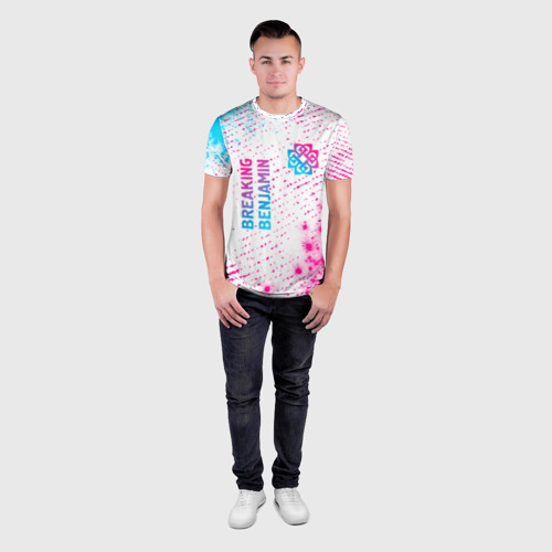 Мужская футболка 3D Slim Breaking Benjamin neon gradient style: надпись, символ, цвет 3D печать - фото 4