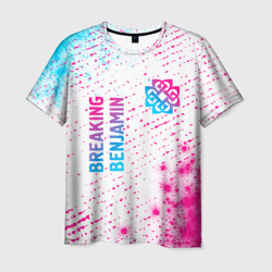 Мужская футболка 3D Breaking Benjamin neon gradient style: надпись, символ