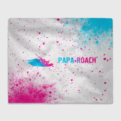 Плед 3D Papa Roach neon gradient style: надпись и символ