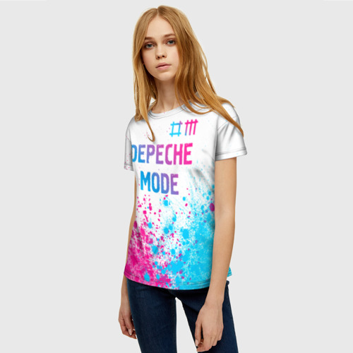 Женская футболка 3D Depeche Mode neon gradient style: символ сверху, цвет 3D печать - фото 3