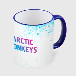 Кружка с полной запечаткой Arctic Monkeys neon gradient style: надпись и символ