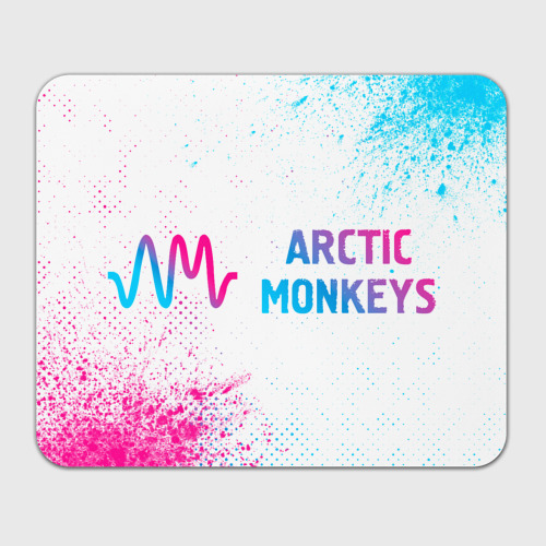 Прямоугольный коврик для мышки с принтом Arctic Monkeys neon gradient style: надпись и символ, вид спереди №1