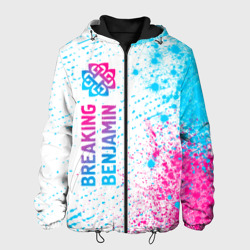 Мужская куртка 3D Breaking Benjamin neon gradient style: по-вертикали