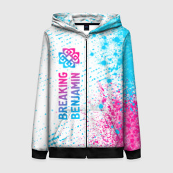 Женская толстовка 3D на молнии Breaking Benjamin neon gradient style: по-вертикали