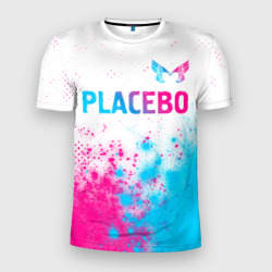 Мужская футболка 3D Slim Placebo neon gradient style: символ сверху