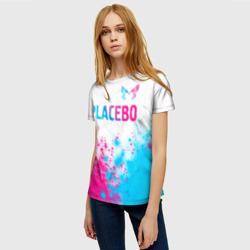 Женская футболка 3D Placebo neon gradient style: символ сверху - фото 2