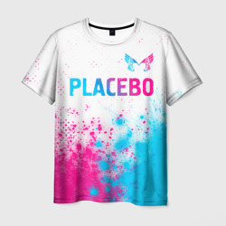 Мужская футболка 3D Placebo neon gradient style: символ сверху