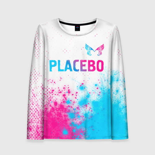 Женский лонгслив 3D Placebo neon gradient style: символ сверху, цвет 3D печать