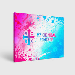 Холст прямоугольный My Chemical Romance neon gradient style: надпись и символ