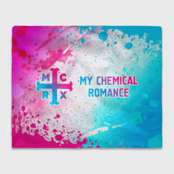 Плед 3D My Chemical Romance neon gradient style: надпись и символ