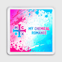 Магнит 55*55 My Chemical Romance neon gradient style: надпись и символ