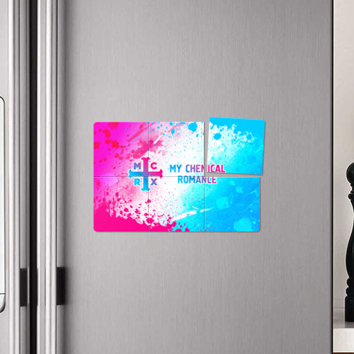 Магнитный плакат 3Х2 My Chemical Romance neon gradient style: надпись и символ - фото 4