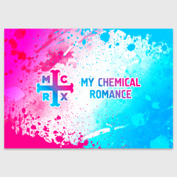 Поздравительная открытка My Chemical Romance neon gradient style: надпись и символ