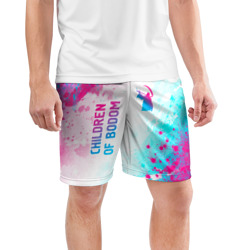 Мужские шорты спортивные Children of Bodom neon gradient style: надпись, символ - фото 2