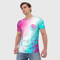Мужская футболка 3D Three Days Grace neon gradient style: надпись, символ - фото 2