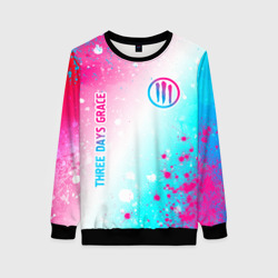 Женский свитшот 3D Three Days Grace neon gradient style: надпись, символ