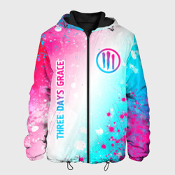 Мужская куртка 3D Three Days Grace neon gradient style: надпись, символ