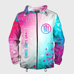 Мужская ветровка 3D Three Days Grace neon gradient style: надпись, символ