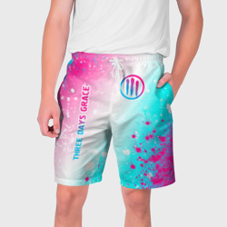 Мужские шорты 3D Three Days Grace neon gradient style: надпись, символ