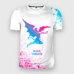 Мужская футболка 3D Slim Black Sabbath neon gradient style