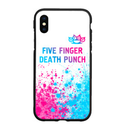 Чехол для iPhone XS Max матовый Five Finger Death Punch neon gradient style: символ сверху