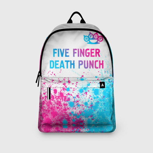 Рюкзак 3D с принтом Five Finger Death Punch neon gradient style: символ сверху, вид сбоку #3