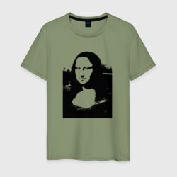Mona Lisa in black white – Мужская футболка хлопок с принтом купить со скидкой в -20%