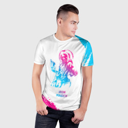 Мужская футболка 3D Slim Iron Maiden neon gradient style - фото 2