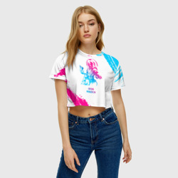 Женская футболка Crop-top 3D Iron Maiden neon gradient style - фото 2