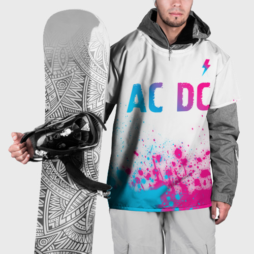 Накидка на куртку 3D AC DC neon gradient style: символ сверху, цвет 3D печать