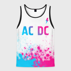 Мужская майка 3D AC DC neon gradient style: символ сверху