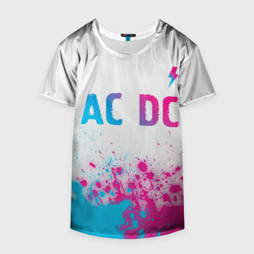 Накидка на куртку 3D AC DC neon gradient style: символ сверху, цвет 3D печать - фото 4