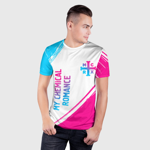 Мужская футболка 3D Slim My Chemical Romance neon gradient style: надпись, символ, цвет 3D печать - фото 3