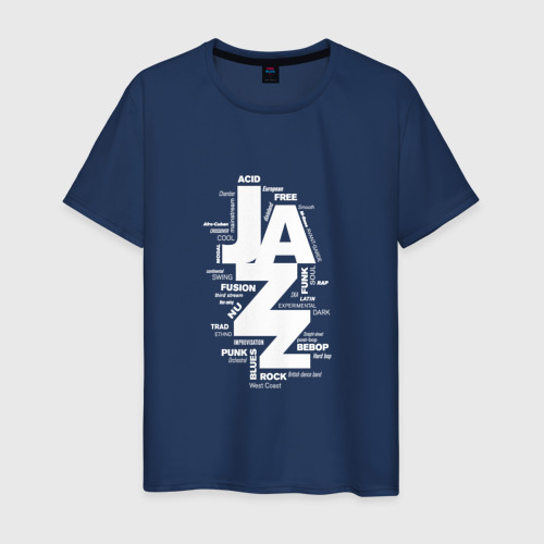 Мужская футболка из хлопка с принтом Jazz Styles BW1, вид спереди №1