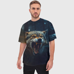 Мужская футболка oversize 3D Волк рассвет - фото 2