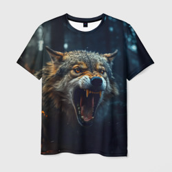 Мужская футболка 3D Волк рассвет
