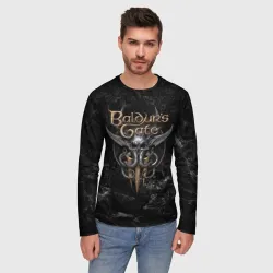 Мужской лонгслив 3D Baldurs Gate 3 Dark logo - фото 2